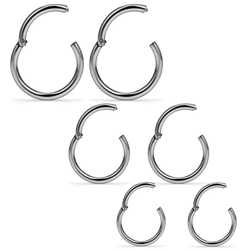 SCERRING 3 Pairs 16G G23 Titanium Hinged Clicker Segment Septum Nose Lip Ring Hoop Cartilage Tragus Sleeper Earrings Body Piercing Jewelry 8mm 10mm 12mm - Image 1